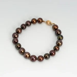 mikie brown resin bracelet with pearl