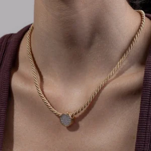 josephine cord necklace with pavé zircon pendant