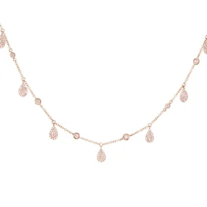 anika gold choker necklace with teardrop zircon pendant